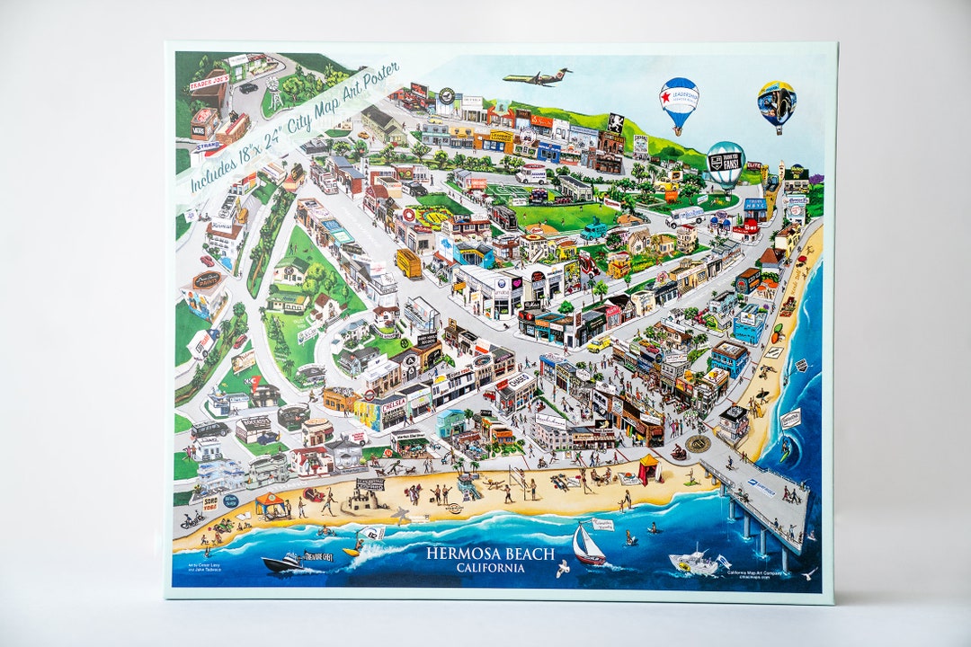 Hermosa Beach Map Art 500 Piece Puzzle Etsy