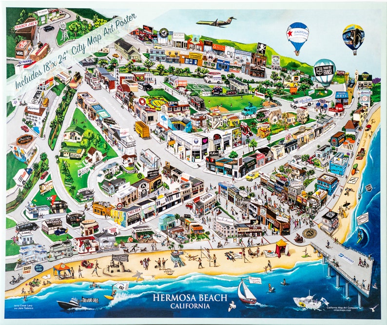 Hermosa Beach Map Art 500 Piece Puzzle Etsy