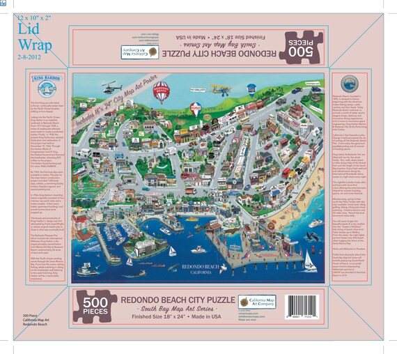 Redondo Beach Map Art Puzzle Etsy