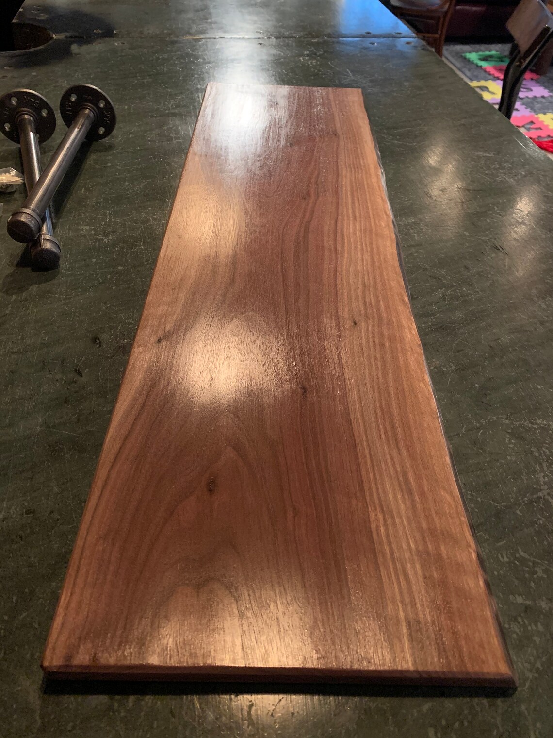 Live Edge Black Walnut Shelf With Pipe Brackets Etsy