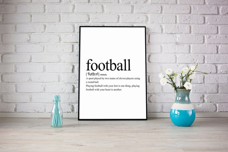 The Definition of Football Inspirational Printed Quote Word Etsy