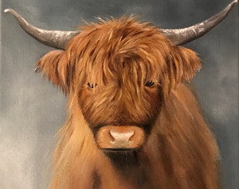 Pintura original de Mandy Pritty, "Laochan" - Uno de los óleos sobre la pintura de lienzo (enmarcado) o impresión giclée de edición limitada (sin marco)