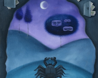 Pintura original de Mandy Pritty, "Scorpio II" - óleo sobre lienzo, arte pintado a mano (sin marco) O impresión de lienzo (enmarcado)