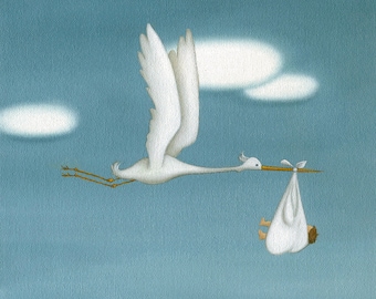 Pintura original de Mandy Pritty, "Bienvenido al mundo" -óleo sobre lienzo, arte pintado a mano o impresión giclée de edición limitada. Unframed