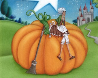 Pintura original de Mandy Pritty, "Sad Cinderella" - óleo sobre lienzo, arte pintado a mano o impresión giclée de edición limitada. Unframed.