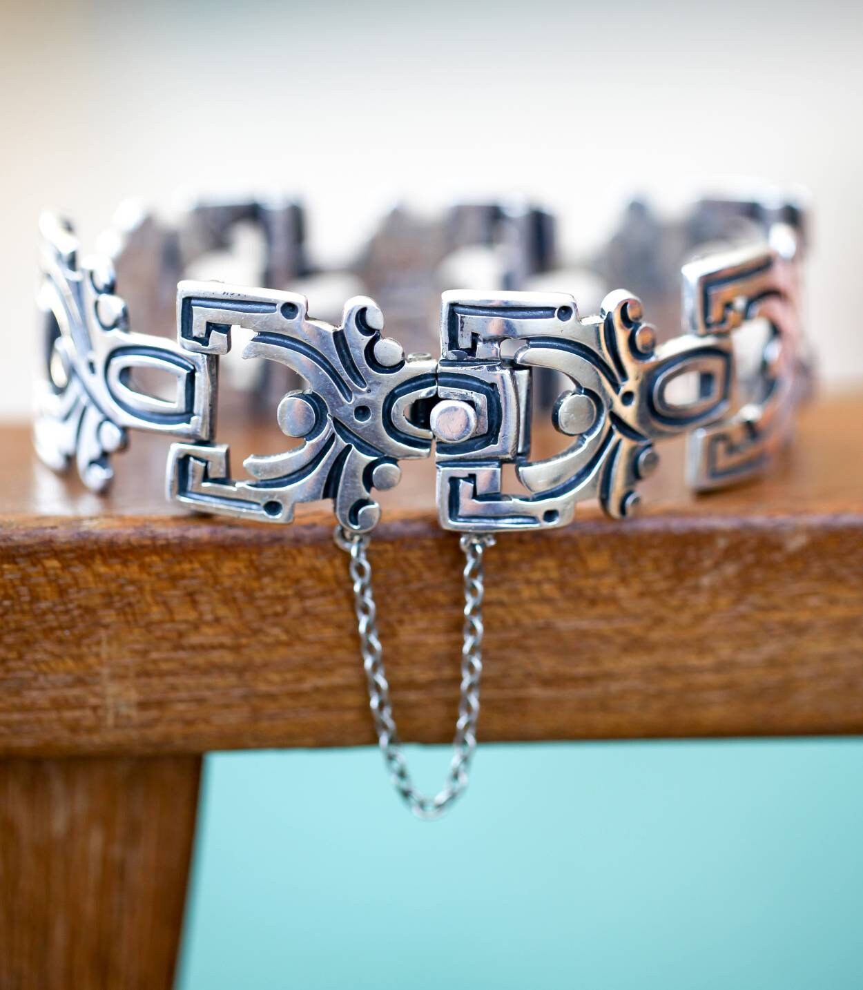 Chunky Vintage Taxco Mexico .925 Sterling Silver Bracelet