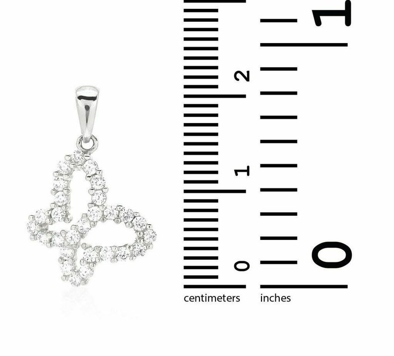 14k White Gold CZ Diamond Butterfly Charm Pendant