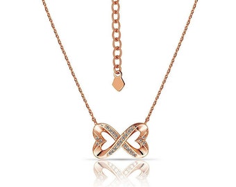 14K Rose Gold Infinity Hearth Pendant With 16" Chain