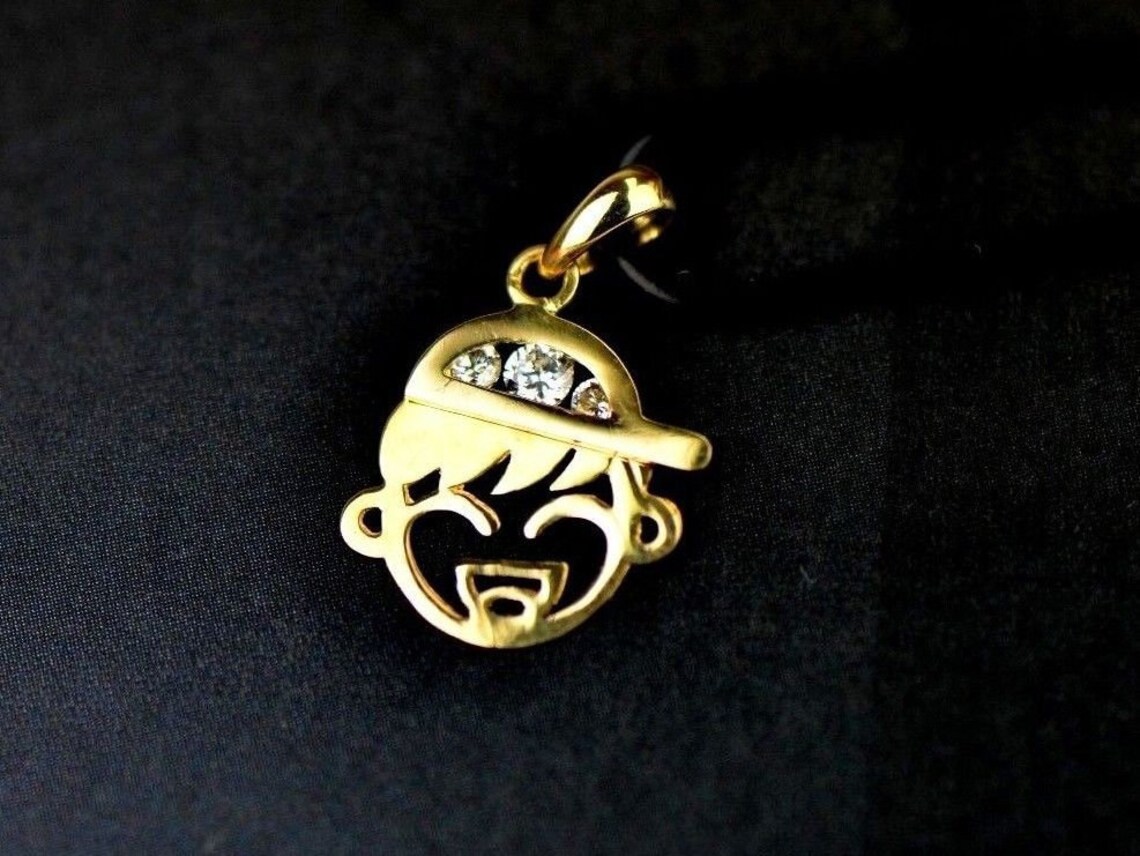 14k Yellow or White Gold Boy Pendant Etsy