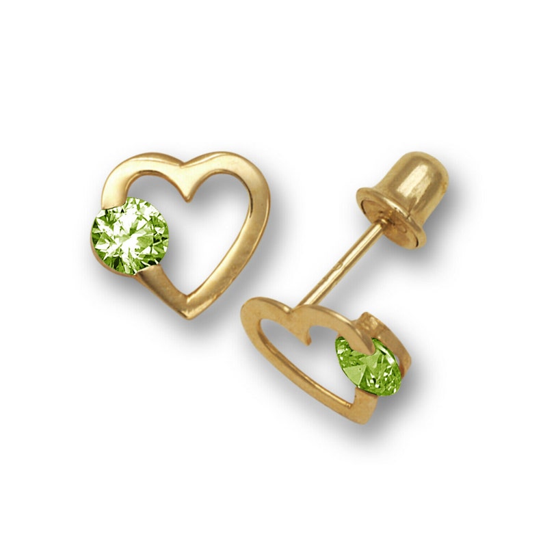 14k Yellow Gold CZ Open Heart Stud Earrings