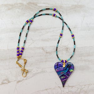 Fluid Art Heart Pendant Necklace