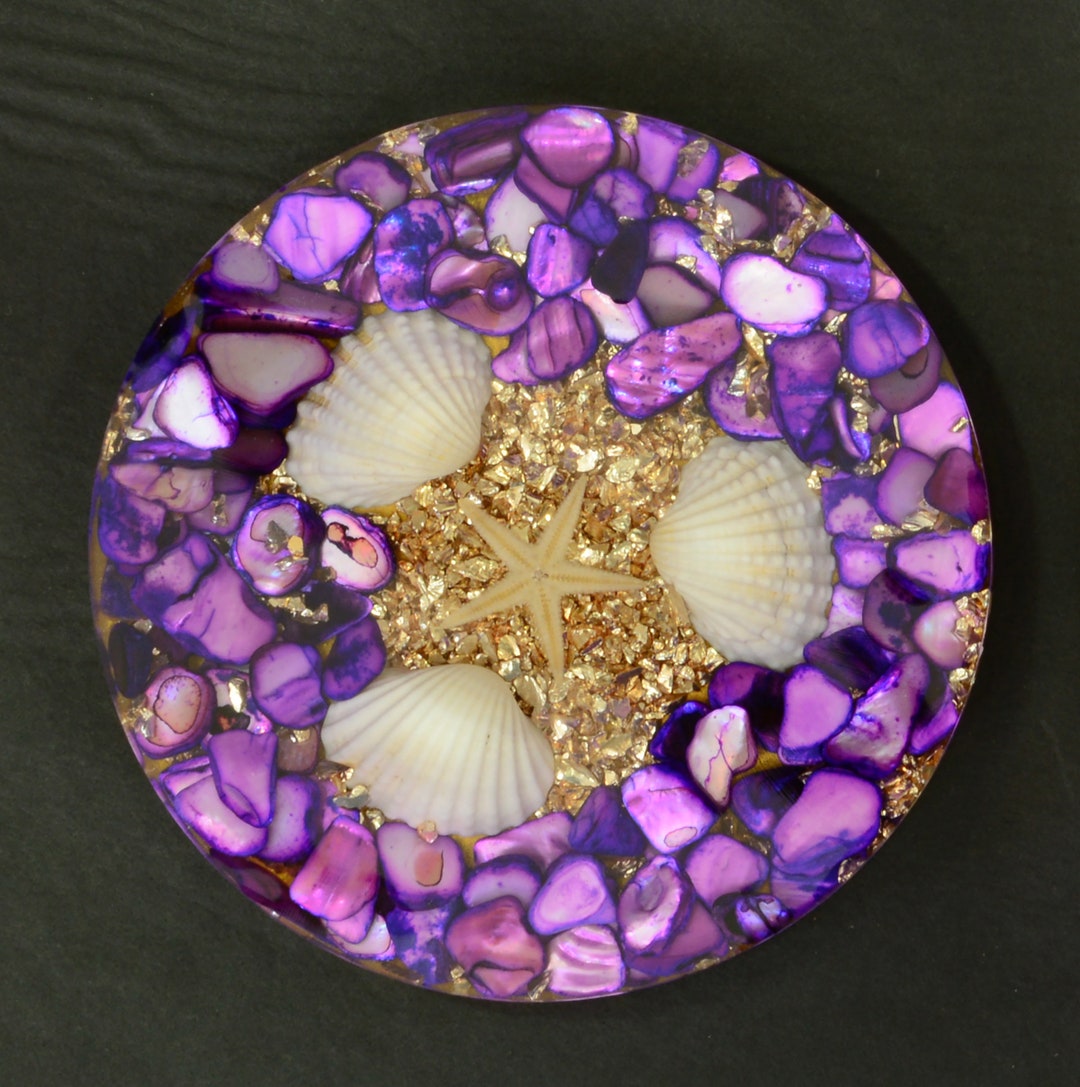 Shell Glass Coaster Set of 4 - Starfish & Shells Coasters - Etsy