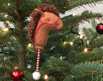 Pony Christmas Tree Decoration Hanging Ornament Tan Brown Hand Sewn In England Gift Horse