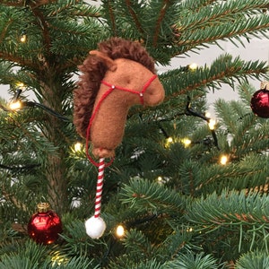 Pony Christmas Tree Decoration Hanging Ornament Tan Brown Hand Sewn In England Gift Horse