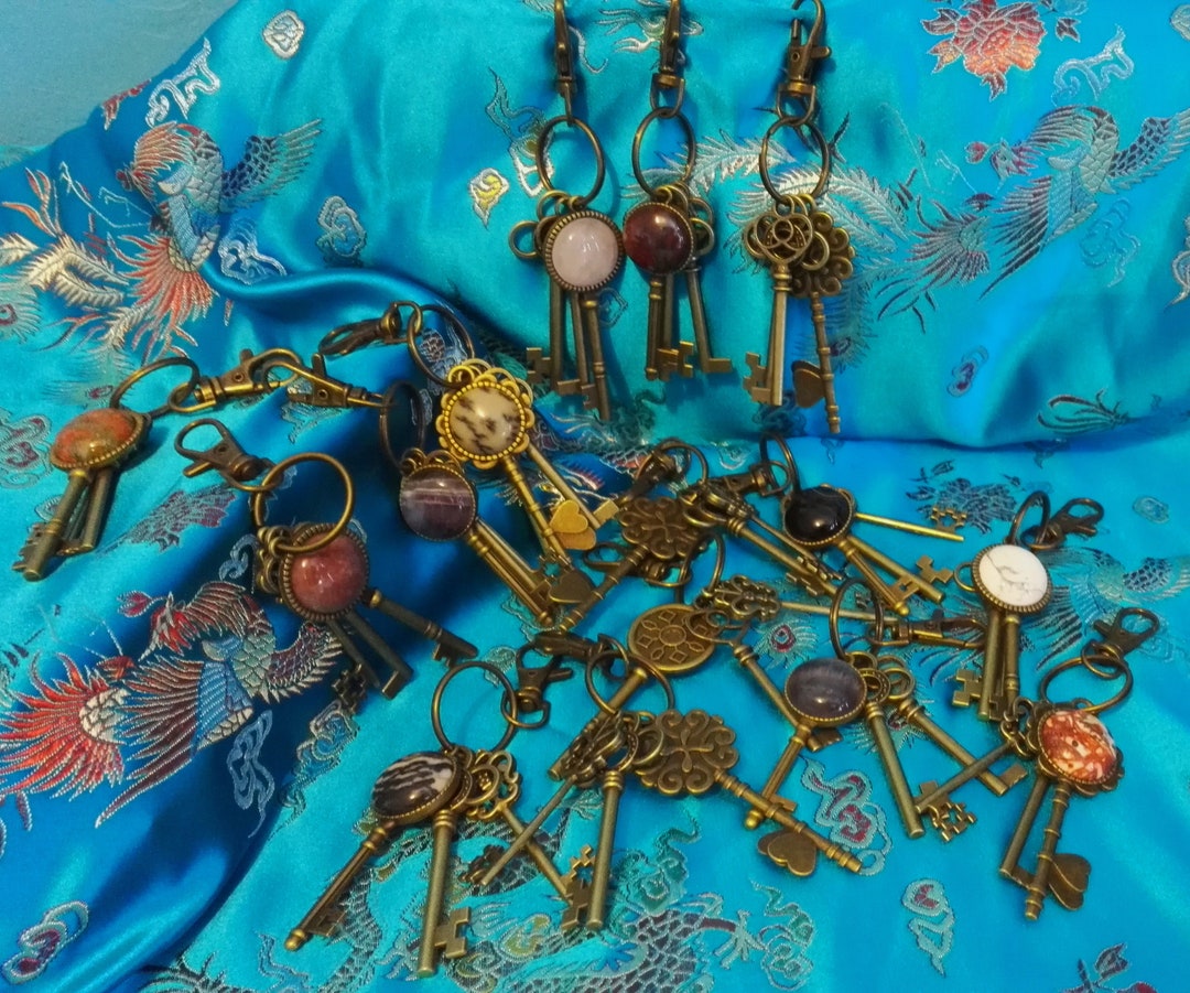 Nice Key Rings Skeleton Gemstone Skeleton Key Keyring Set - Etsy