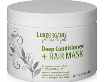 Organic Deep Conditioner Hair Mask: Conditioning Treatment Repairs Dry Damaged Hair. Safe for Color or Keratin Treated Hair. Made in USA.