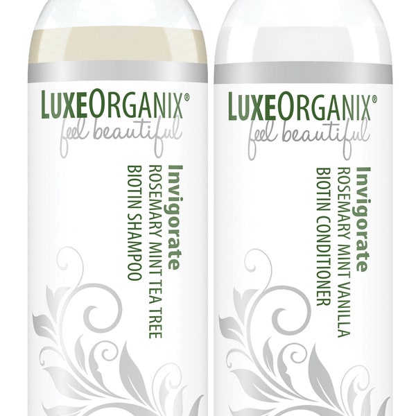 Organic Tea Tree Shampoo Conditioner; Sulfate Free with Peppermint and Rosemary for Oily or Thin Hair.
