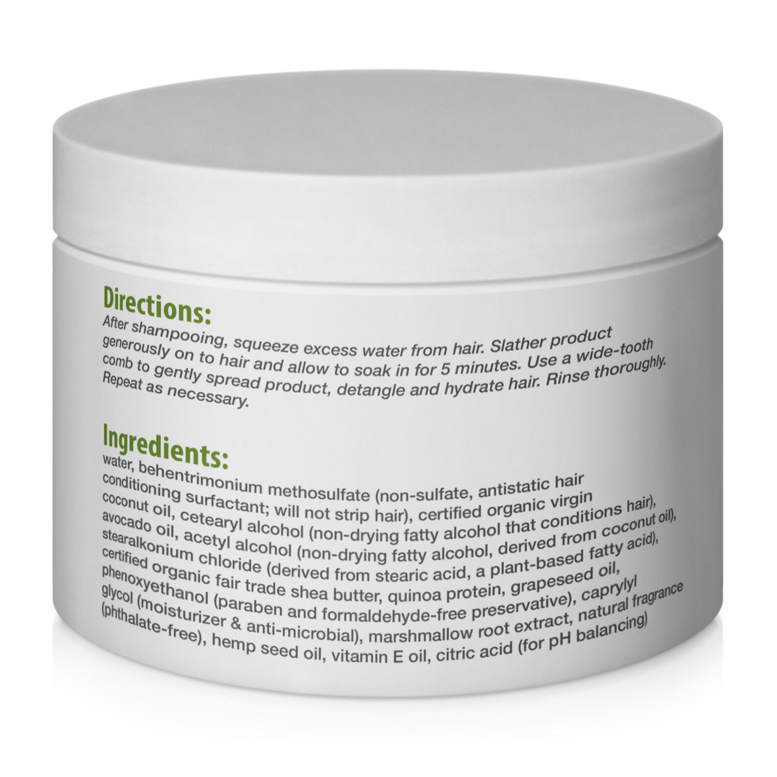 Organic Deep Conditioner Hair Mask Conditioning Treatment Repairs Dry Damaged Hair. Safe for