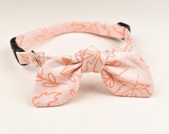 Pink Leaves Breakaway Cat Collar with Bow