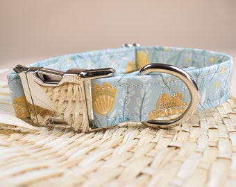 Blue Flowers Dog Collar