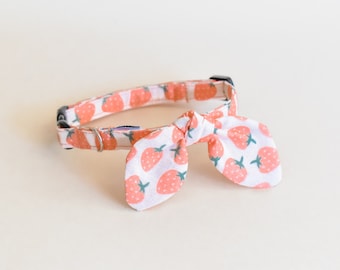 Strawberry Breakaway Cat Collar with Bow