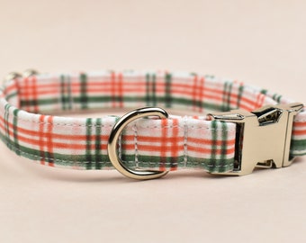 Red and Green Plaid Dog Collar