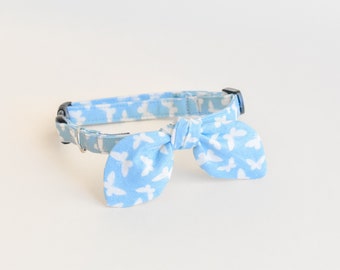 Blue Butterfly Breakaway Cat Collar with Bow