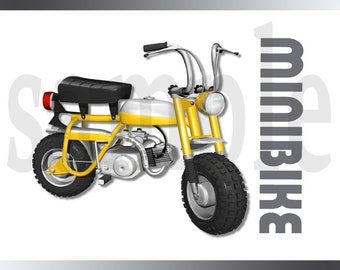 Minibikes, Retro Blue, Yellow and Red Motorcycles, 3D Candy