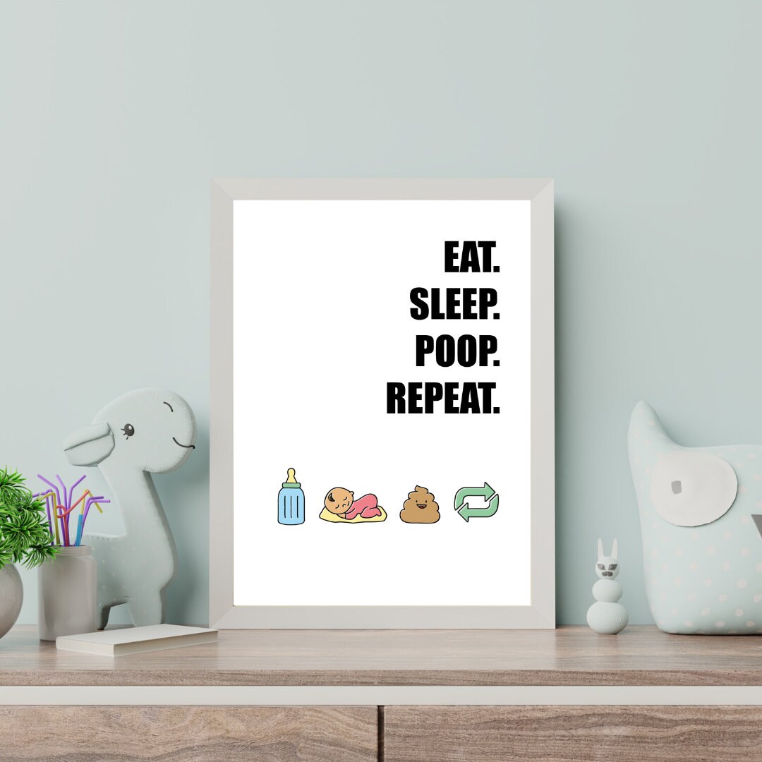 Eat Sleep Poop Repeat Nursery Print Child's Bedroom Etsy