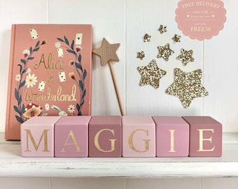Personalised Wooden Baby Name Blocks | Custom Nursery Decor