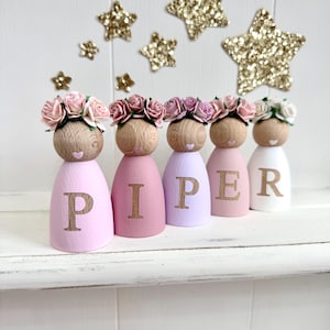 Personalised Peg Dolls name sign, Christening Gifts for girls, nursery decor