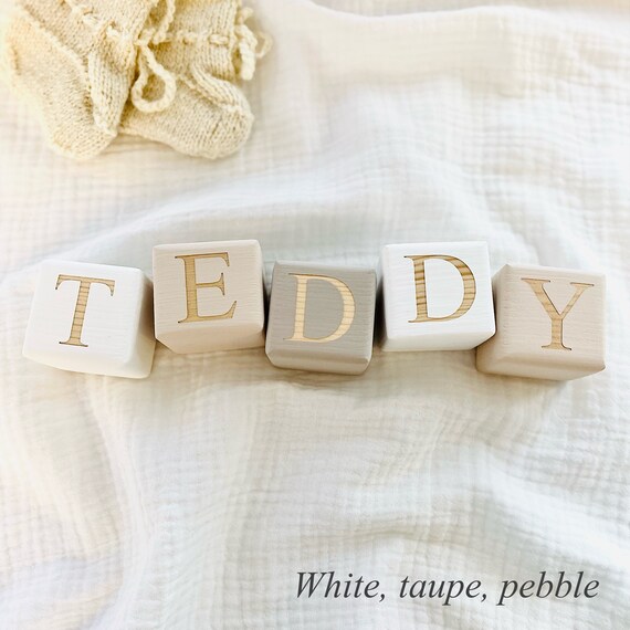 Personalised wooden baby name blocks, nursery name sign shelf decor, unique new baby gift, new born baby shower gift, wooden letters