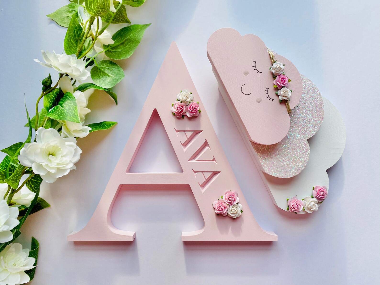 Freestanding Clouds, Wooden Clouds, Nursery Clouds, Cloud Decor, Smiley