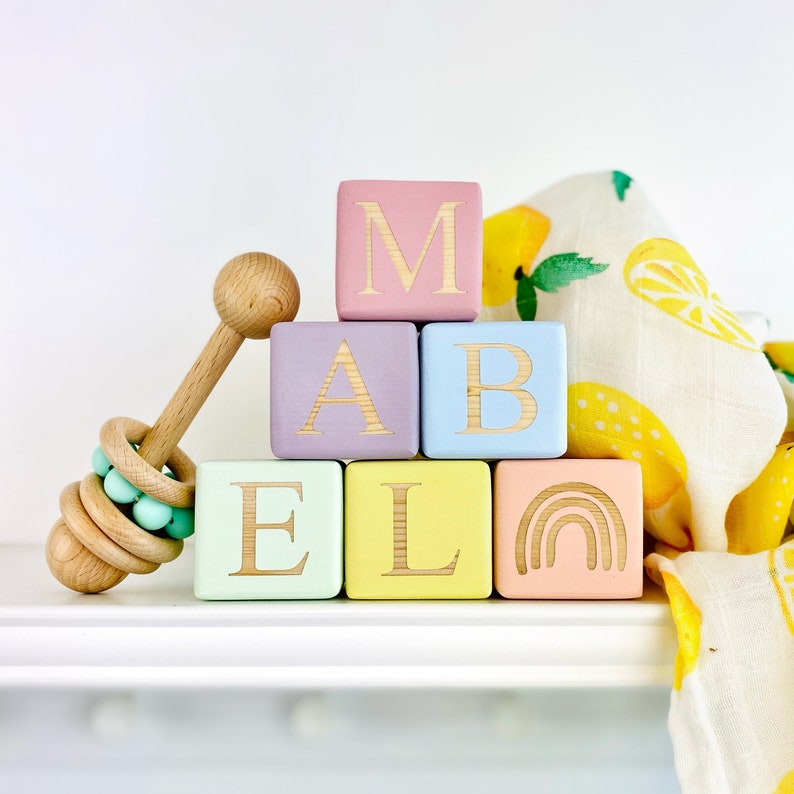 New baby gift, Wooden name blocks, personalised name blocks, nursery name letters, nursery decor, baby shower gift, shelf name 