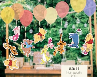 ON SALE: Hanging Characters of Winnie The Pooh Friends, Digital  Winnie the Pooh Balloon Decoration Instant Digital Download PDF