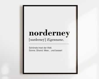 Poster, minimalist, Norderney, Duden, language sound, design print, maritime, wall art, wall decoration, digital print, typography