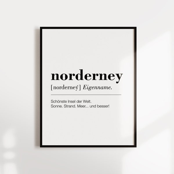 Poster, minimalistisch, Norderney, Duden, Sprachlaut, Designprint, maritim, Wallart, Wanddeko, Digitaldruck, Typografie