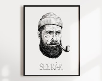 Poster, "Seebär", modern, text, Wallart, wall art prints, printable wallart, artprint