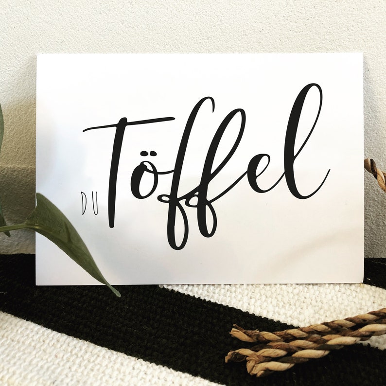 flat German saying Du T\u00f6ffel Postcard