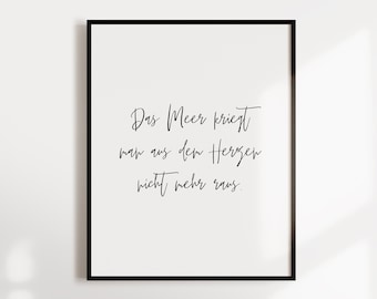Poster, Spruch, "Das Meer", Typografie, Handlettering, modern, maritim, Meer, Designprint, Wallart, Wanddeko, Digitaldruck
