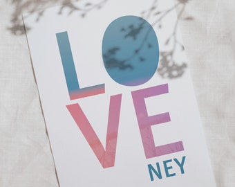 Postcard, saying "LOVE NEY"