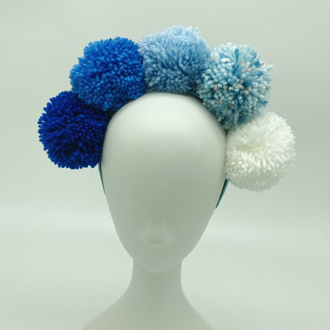 Blue Pom Pom Headband / Headpiece / Crown Etsy Norway