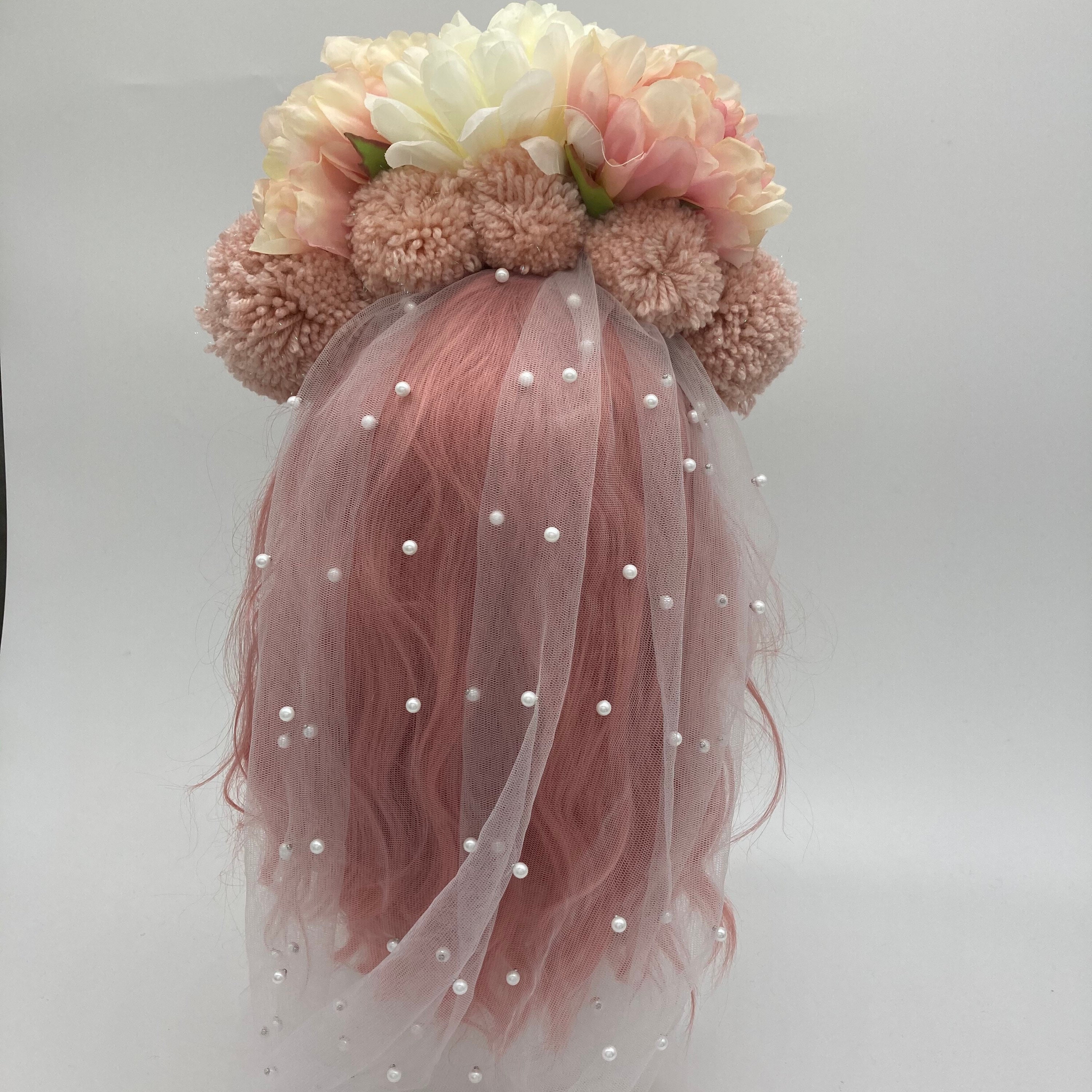 Bridal / hen party floral Pom Pom headband/ headpiece / Etsy