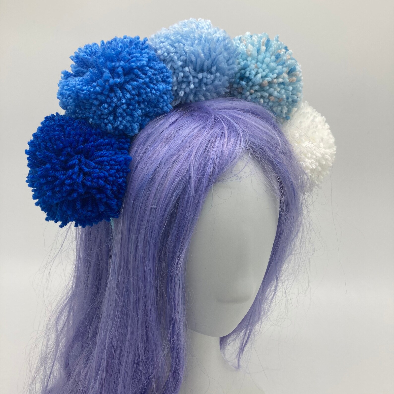 Blue Pom Pom Headband / Headpiece / Crown Etsy Norway