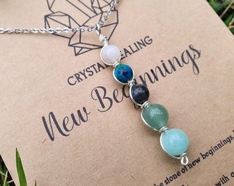 New beginnings Necklace, Healing Crystals, gemstone crystal necklace, wire wrapped gift, New Journey, Courage Confidence Motivation, new job