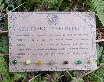 Abundance and Prosperity Anklet, Good Luck ankle bracelet, New Job, Manifestation, Abundance, Prosperity, String Bracelet,  Healing Crystals