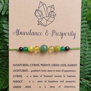 Abundance and Prosperity Bracelet, Good Luck bracelet, New Job, Manifestation, Abundance, Prosperity, String Bracelet, Healing Crystals image 2