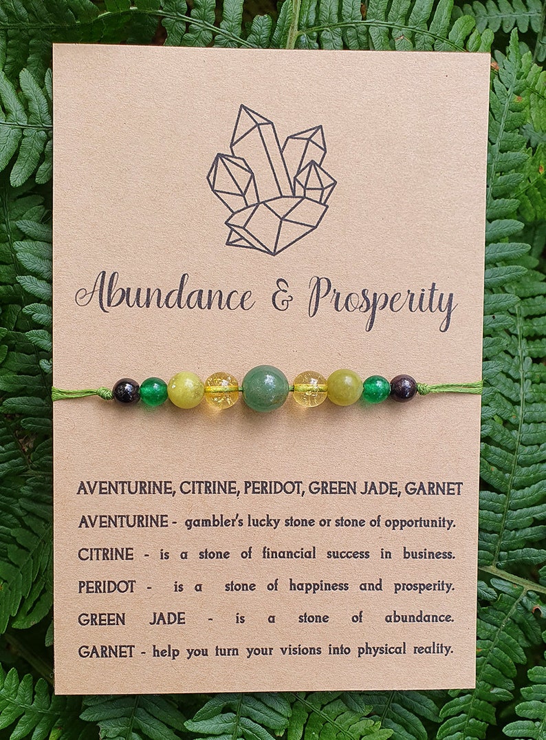 Abundance and Prosperity Bracelet, Good Luck bracelet, New Job, Manifestation, Abundance, Prosperity, String Bracelet, Healing Crystals image 2