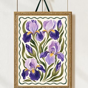 Vintage Iris Wall Art, Purple Botanical Floral Print, Cottage Decor, Digital Download image 9