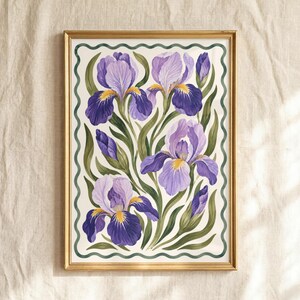 Vintage Iris Wall Art, Purple Botanical Floral Print, Cottage Decor, Digital Download image 8
